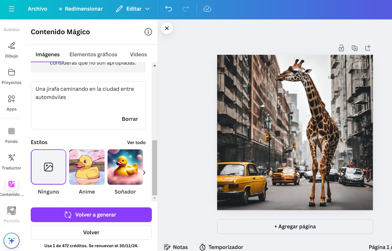 Generar imágenes y videos con Canva